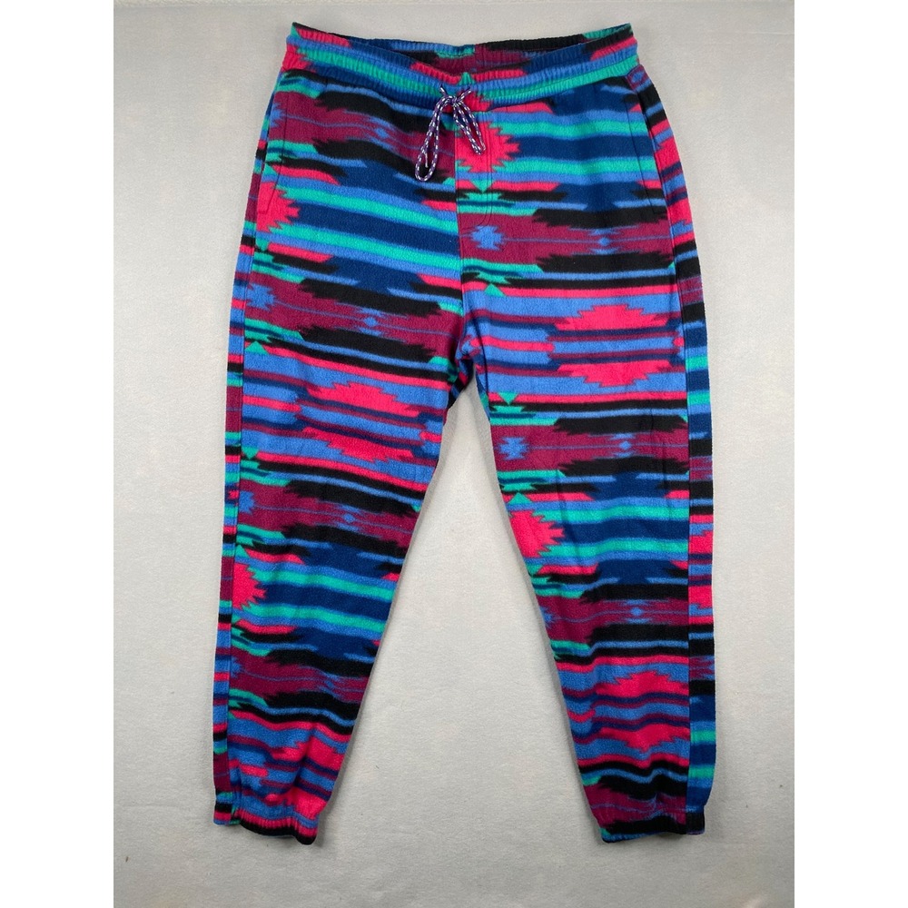 Urban Outfitters Southwestern Fleece Joggers Blue Pink Geometric Print Mens L